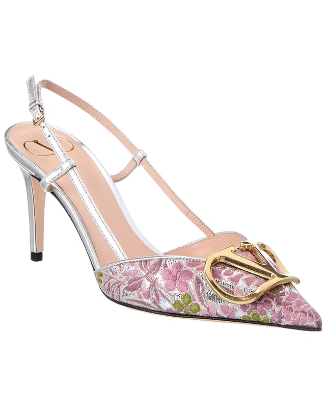 Valentino VLogo Signature 80 Jacquard & Leather Slingback Pump, image 1 of 1 from Rue La La