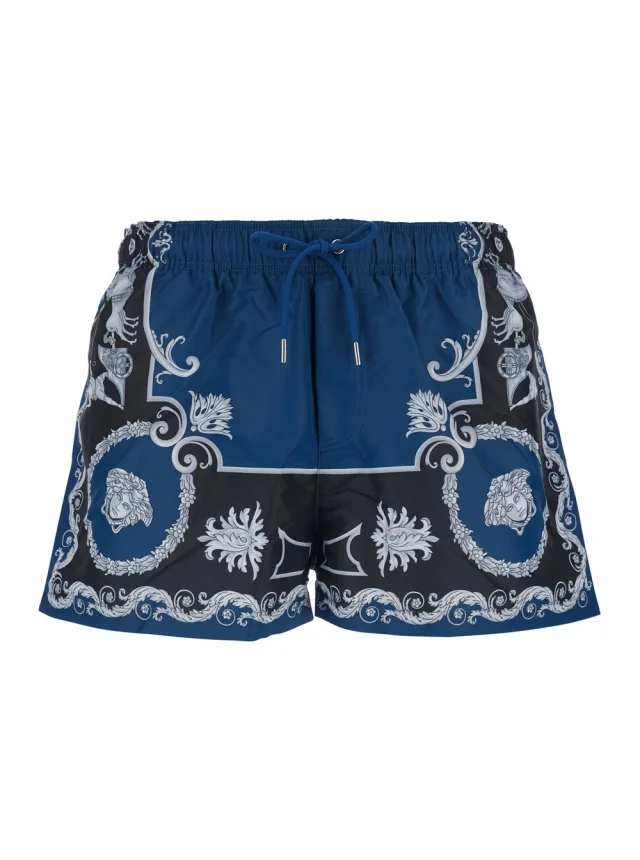 Blue Swim shorts with All-Over Geometric Print in Tech Fabric for Men in Blue, image 1 of 1 from Gaudenzi Boutique