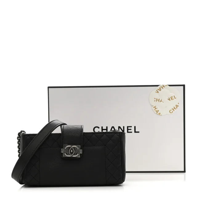 Chanel Boy Reverso Mini Pochette Black in Black Calfskin from FASHIONPHILE, photo 12 of 12