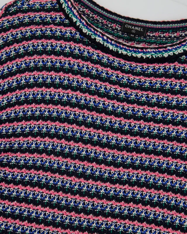 Chanel Pink, Black Metallic Green Mid-Sleeve Top FR 38 (UK 10) in Black Tweed from Sellier, photo 9 of 14