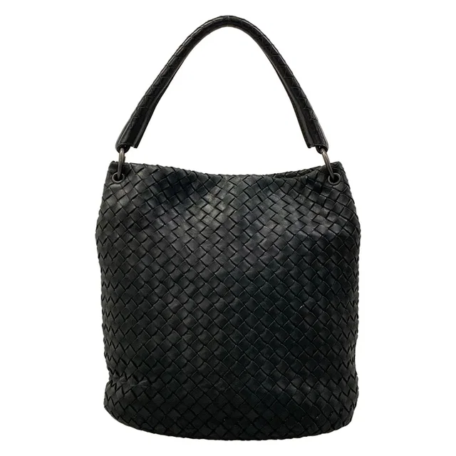 Bottega Veneta Shoulder Bag Intrecciato Black Leather in Black Woven leather from The Reluxe
