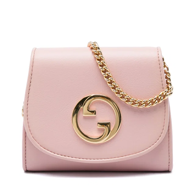 Pink Gucci Medium Calfskin Blondie Wallet on Chain Crossbody Bag in Pink Calfskin from Designer Revival