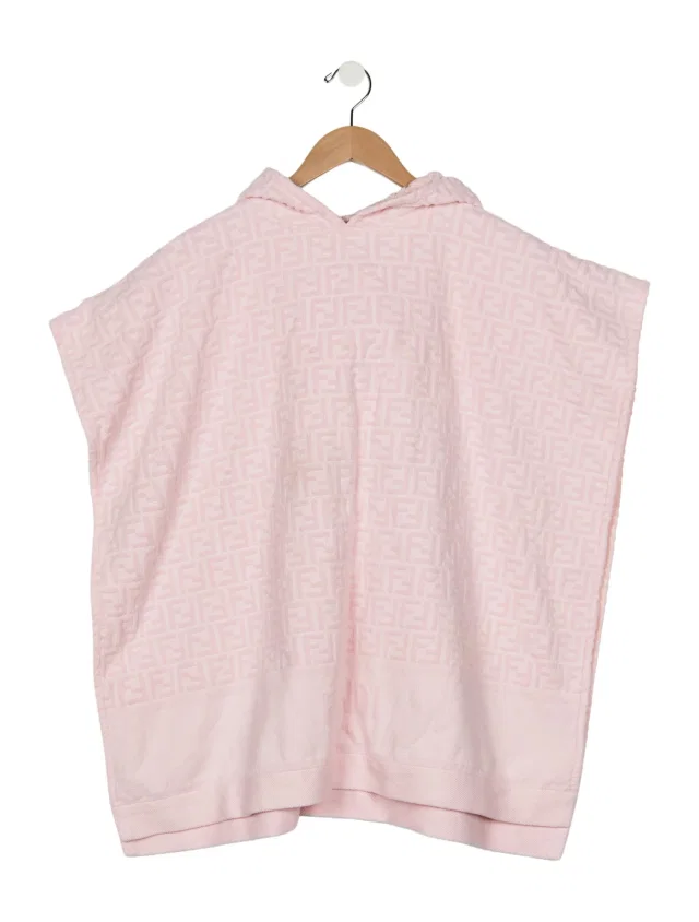 Fendi Kids Zucca Terry Cloth Poncho in pink from The RealReal