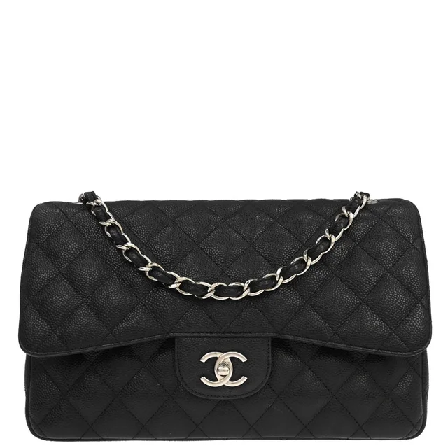 Chanel 2018-2019 Black Caviar Skin Jumbo Classic Double Flap Shoulder Bag in Black Caviar leather from AMORE Vintage Tokyo