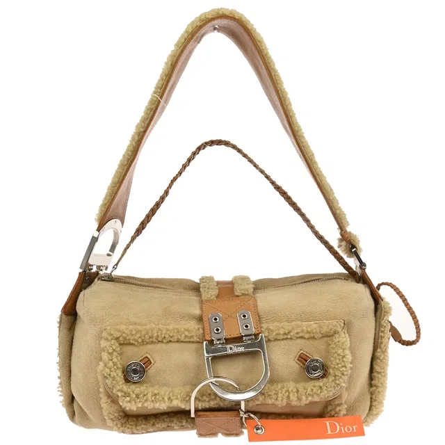 Dior Beige Mouton Flight Handbag in Beige Leather from AMORE Vintage Tokyo