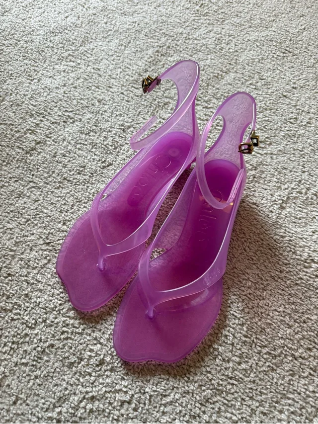 Chloé Jelly Thong Shell Ankle-Strap Sandals in pink|purple from Poshmark