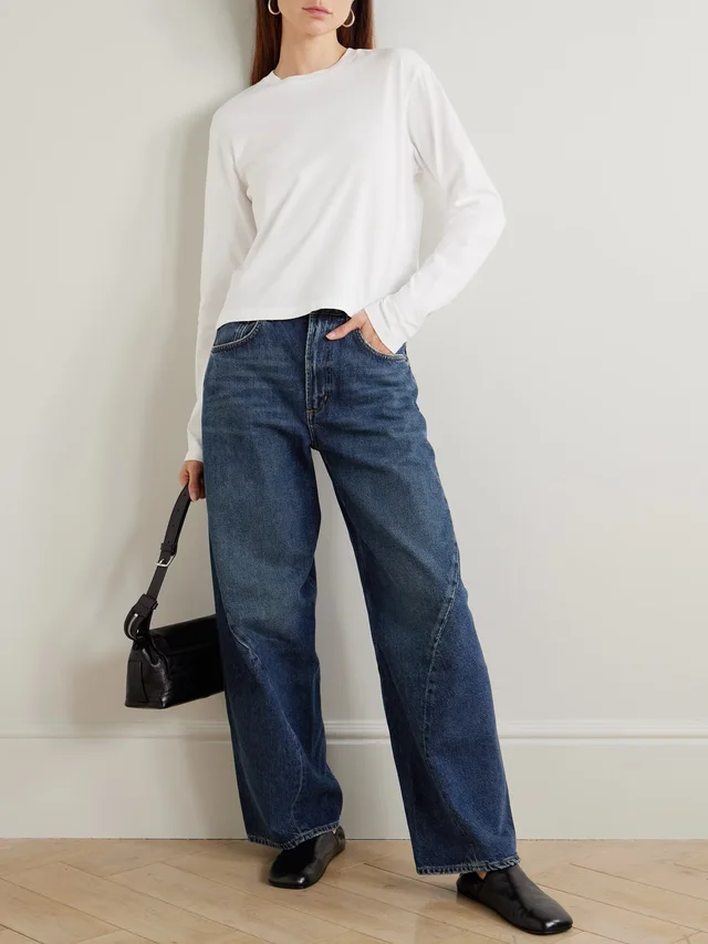 AGOLDE Twist paneled organic high-rise wide-leg jeans in Blue, photo 2 of 2 from NET-A-PORTER (Canada)