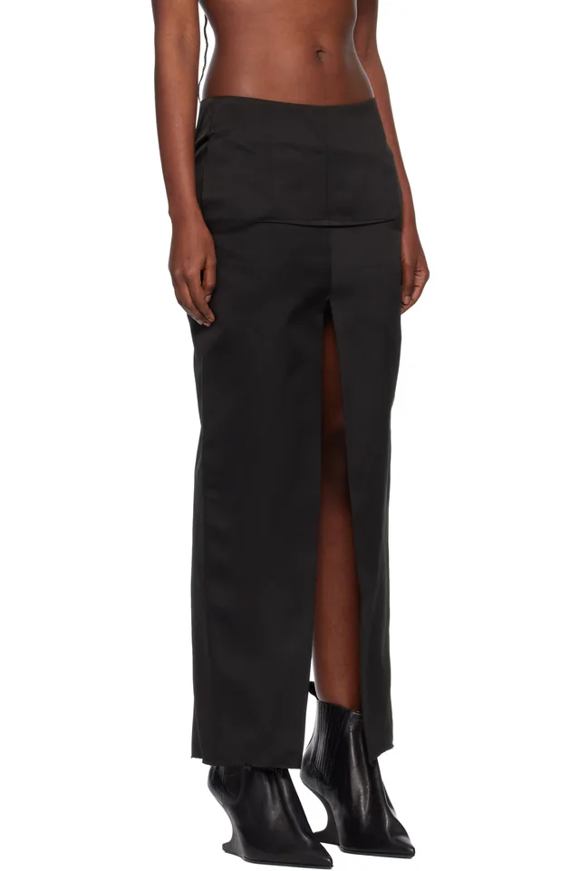 Rick Owens Black Temple Sliced Midi Skirt, photo 2 of 4 from SSENSE