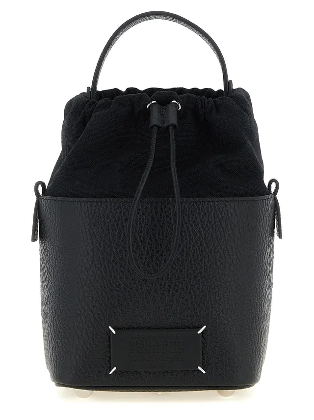 Maison Margiela 5ac Bucket Bag — Black Hammered Calf Leather in Black Calfskin from HEWI