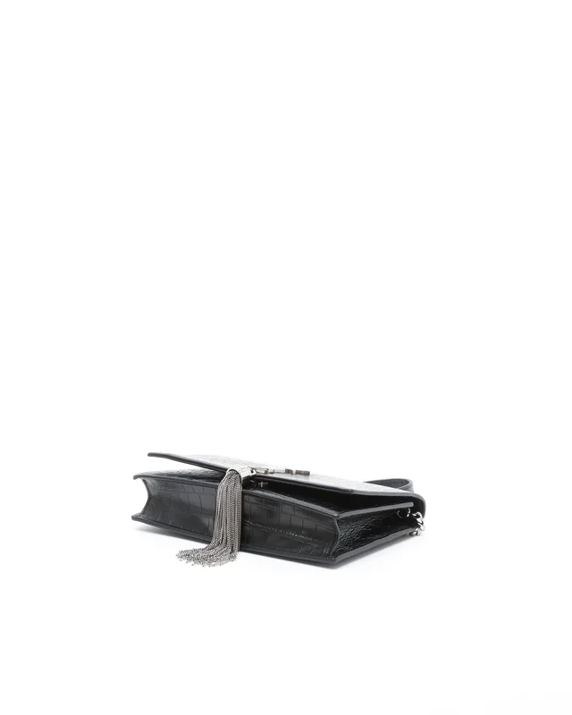 Saint Laurent Croc Kate Wallet On Chain Bag in Crocodile from A Retro Tale, photo 5 of 9