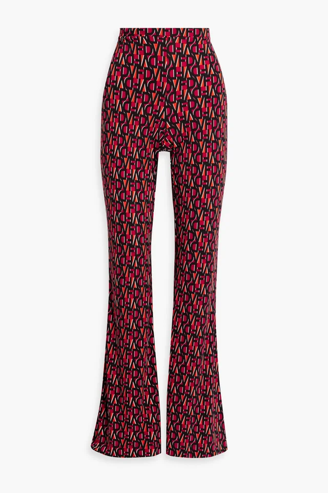 Diane von Furstenberg Printed stretch-jersey flared pants in Pink from THE OUTNET, photo 1 of 1