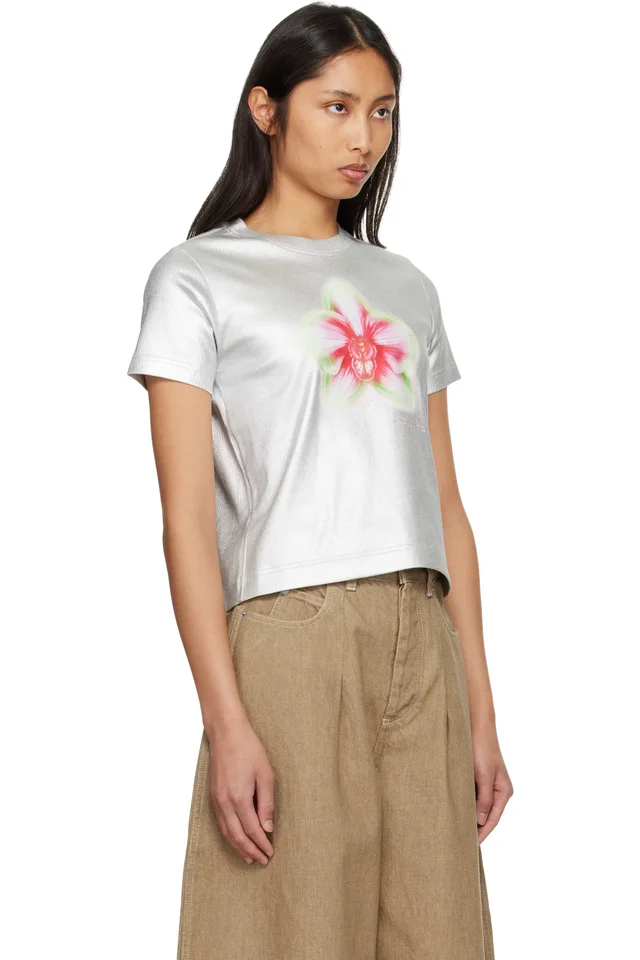 Casablanca Silver Ribbed T-shirt, photo 2 of 4 from SSENSE