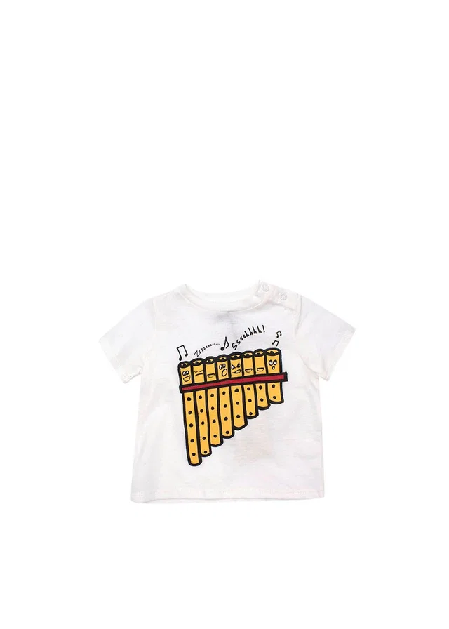 Stella McCartney Kids 3-6m White Cotton Pan Pipes T-Shirt in White from HEWI