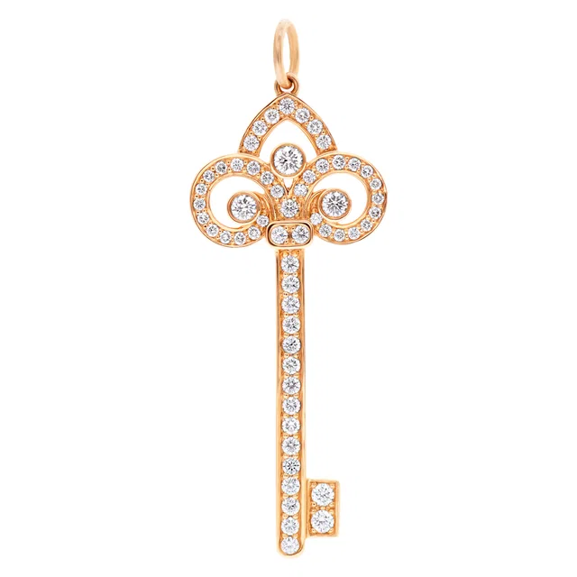 Tiffany & Co. Fleur de Lis key pendant in Pink Rose Gold from Gray And Sons