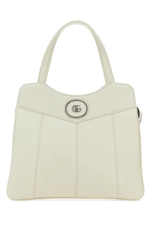 Gucci Leather Gg Medallion Top Handle Bag — Beige in Beige Leather from HEWI