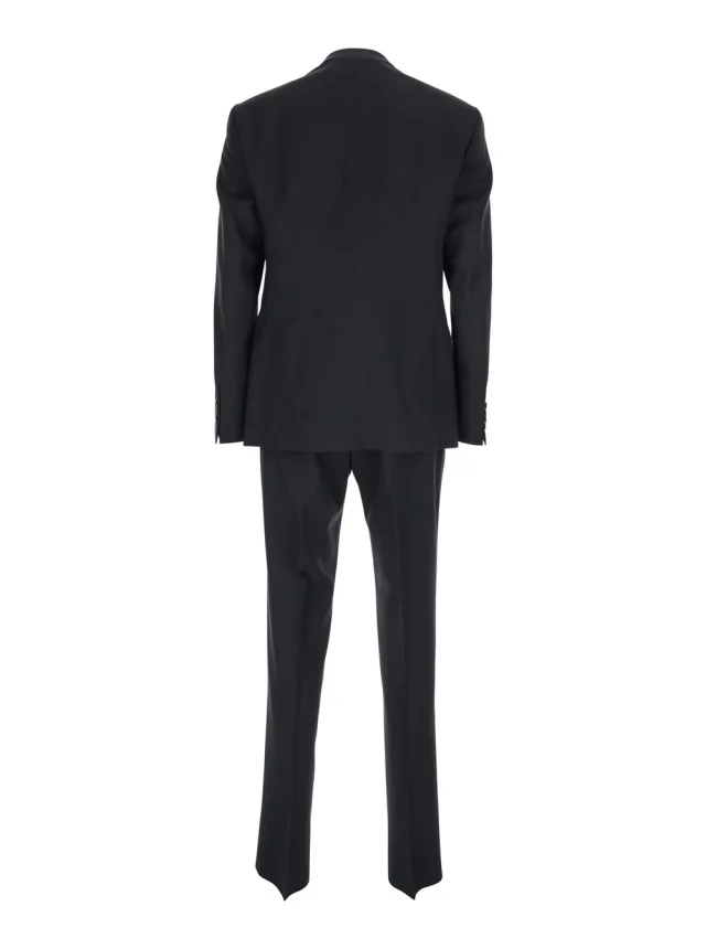 Emporio armani Single-breasted Suit with Peak Revers and Black Satin Details for Men in Black, photo 3 of 6 from Gaudenzi Boutique