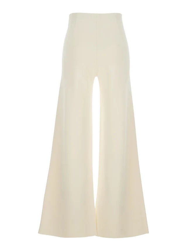 MAXMARA PURE White 'Strillo' High-Waisted Wide-Leg Pants in Viscose Blend Women in White 65% Viscose 35% Polyamide, photo 4 of 6 from Gaudenzi Boutique