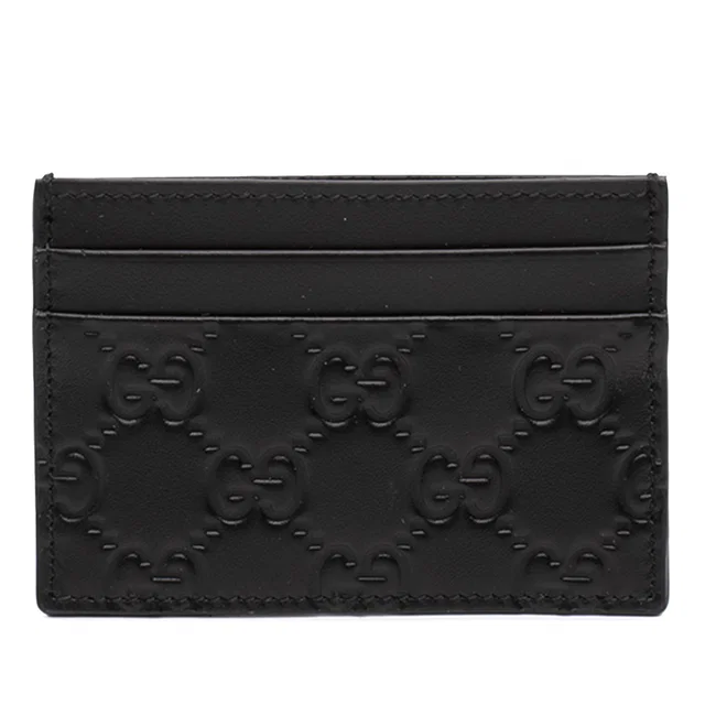 Black Gucci Guccissima Card Holder in Black Leather from Designer Revival
