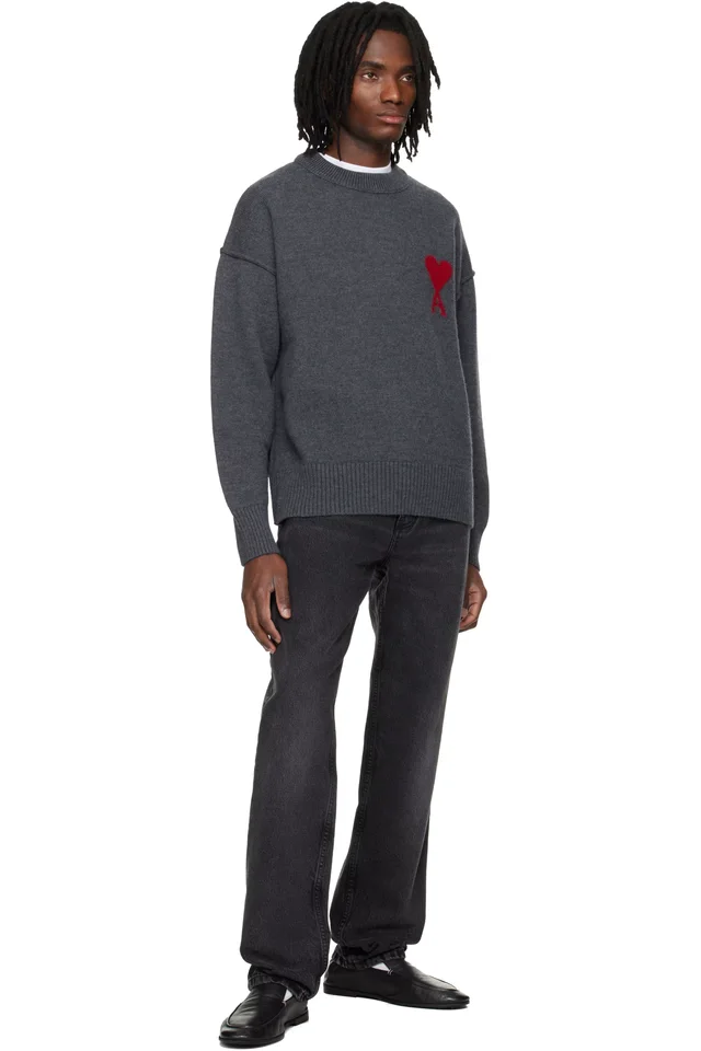 AMI Paris Black Cotton Classic Fit Jeans, photo 4 of 4 from SSENSE