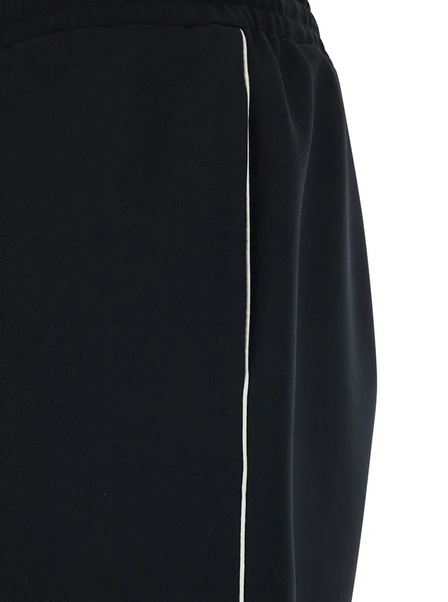 Valentino Black Bermuda Shorts with Elastic Waist and VLogo Plaque on the Back for Men in Black 100% Polyester, photo 6 of 6 from Gaudenzi Boutique