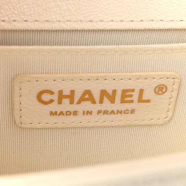 Chanel Caviar Chevron Quilted Small Boy Flap White in White Caviar leather from FASHIONPHILE, photo 6 of 14