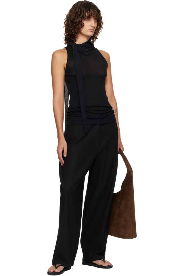 LE17SEPTEMBRE Black Scarf Sleeveless Jersey Top, photo 4 of 4 from SSENSE