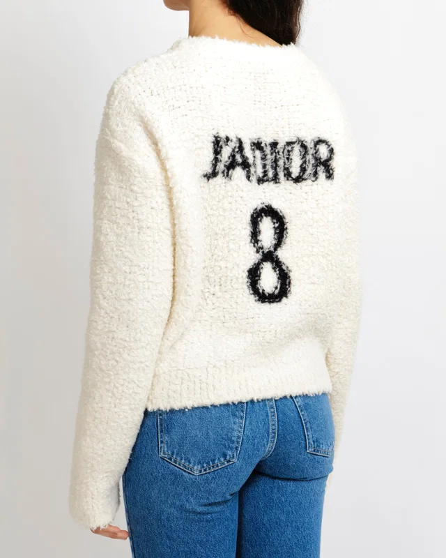 Dior Cream Wool Jumper with Black J'Adior 8 Back Logo Print Size FR 38 (UK 10) in Black Wool from Sellier