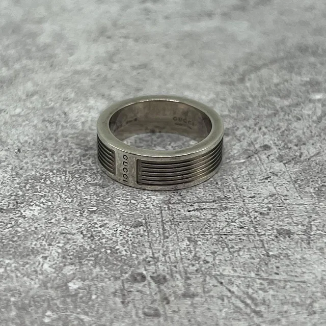Gucci Stripe Ring Silver in Silver from The Reluxe