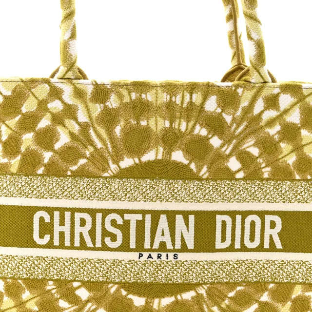 Dior Embroidered Tie Dye Medium Book Tote Green in Green Canvas from FASHIONPHILE, photo 8 of 12