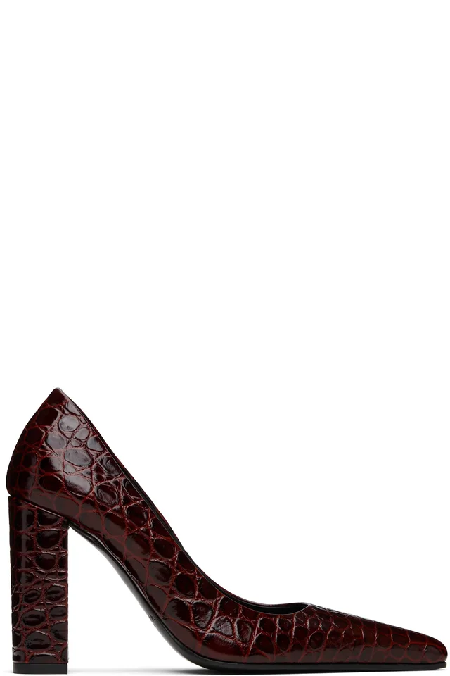 Burgundy Croc Embossed Calf 90 Heels, image 1 of 1 from SSENSE