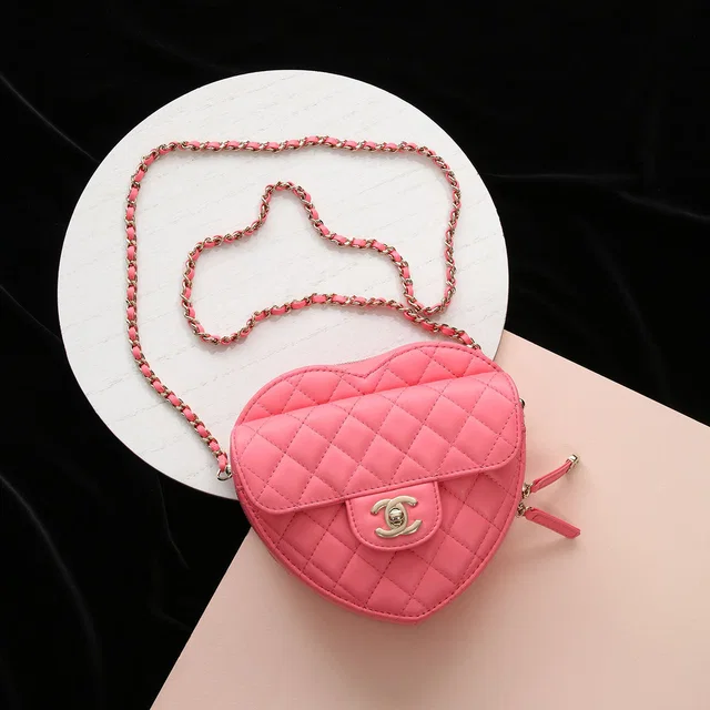 Chanel Large Coral Quilted Lambskin CC in Love Heart Bag in Lambskin from Ann's Fabulous Finds