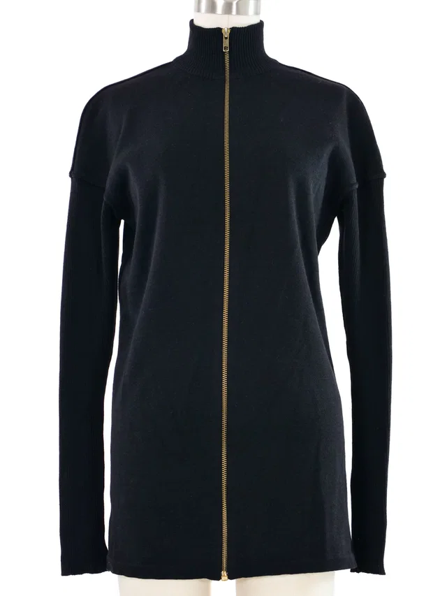 1980s Alaia Black Zip Sweater in Black from Arcade Vintage