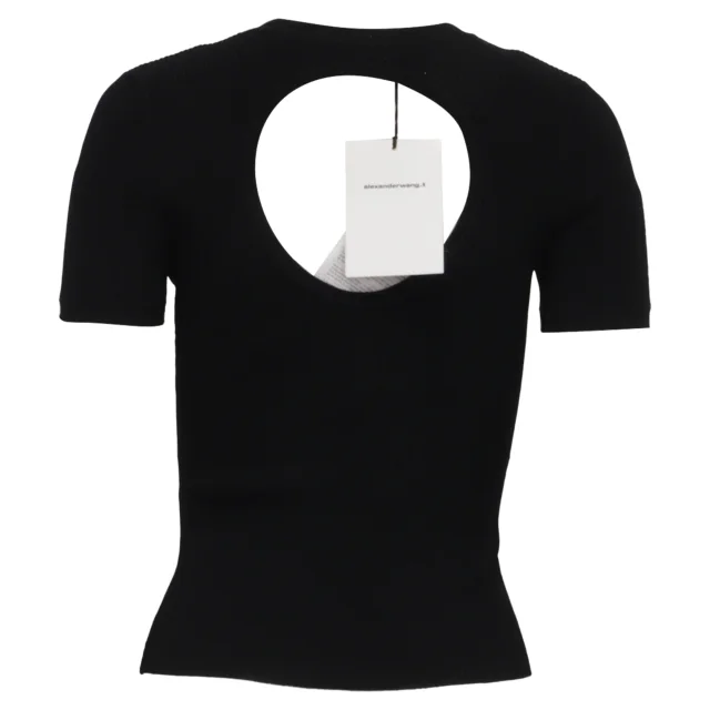 Alexander Wang Cutout Knitted Top in Black Viscose in black, photo 4 of 6 from ShopSimon