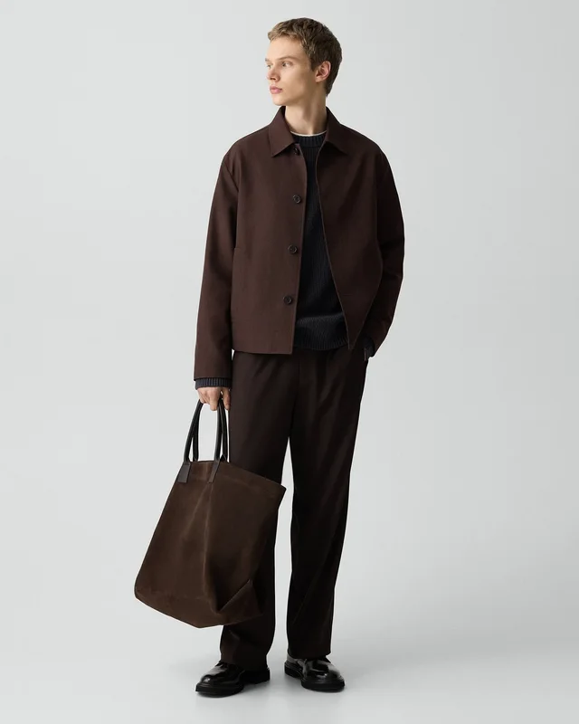 Theory Boxy Jacket in Twill Blend in ESPRESSO BEAN, photo 5 of 14 from Theory