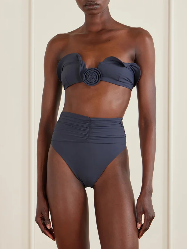 MAGDA BUTRYM Appliquéd ruched bikini briefs in Grey, photo 2 of 2 from NET-A-PORTER (Canada)