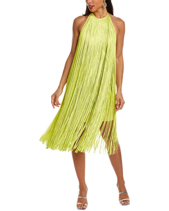 Hervé Léger Fringed Halter Midi Dress, image 1 of 1 from Rue La La