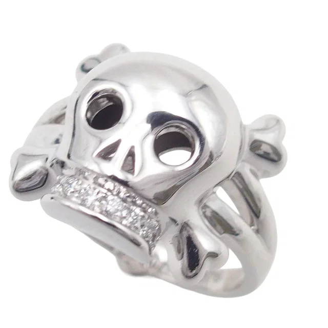 Dior Tete de Maure White Gold Diamond 18K Skull 59 Ring in White from The Reluxe