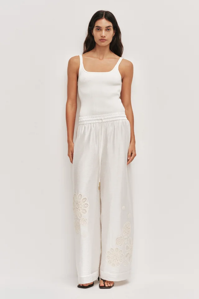 AJE Gia Embroidered Pant in White from Aje, photo 1 of 1