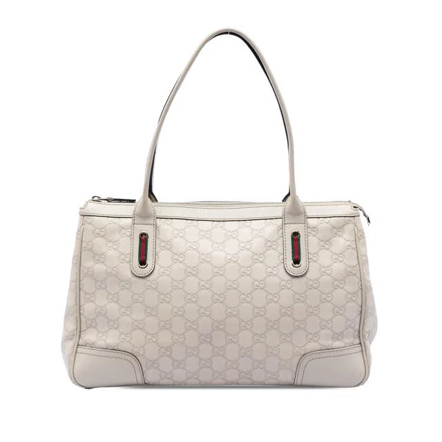 Beige Gucci Guccissima Web Princy Tote in Beige Leather from Designer Revival
