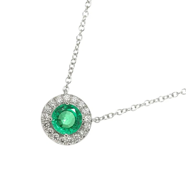 Tiffany & Co. Soleste Emerald Diamond Necklace 40 Platinum in Green from The Reluxe