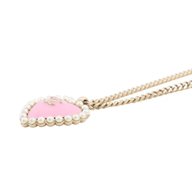 Chanel Heart Necklace PinkABG221 B21625 Metal Costume Pearl Resin in Resin from GALLERY RARE, photo 2 of 10