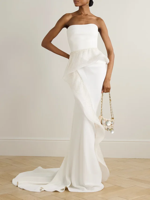 MATICEVSKI Hopeton strapless bead-embellished silk-trimmed crepe gown in White, photo 2 of 2 from NET-A-PORTER (Canada)