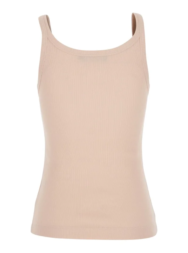DOLCE E GABBANA Pink Sleeveless Top with Round Neck and Logo Patch on the Front in Cotton for Women in Pink, photo 3 of 6 from Gaudenzi Boutique