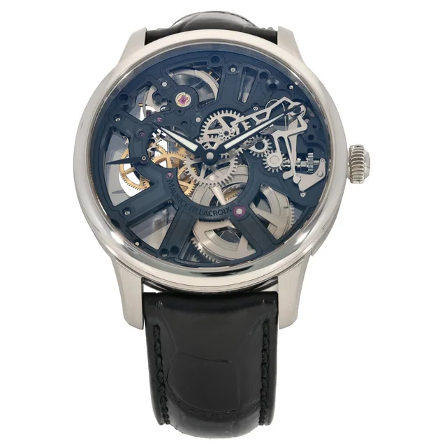 Maurice Lacroix Masterpiece Skeleton MP7228 43mm Stainless Steel Watch in Leather from H&T
