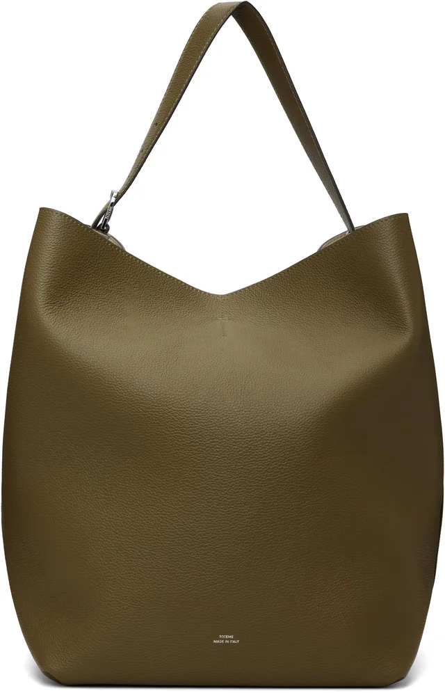 TOTEME Brown Belted Grained-Leather Tote, photo 5 of 8 from SSENSE