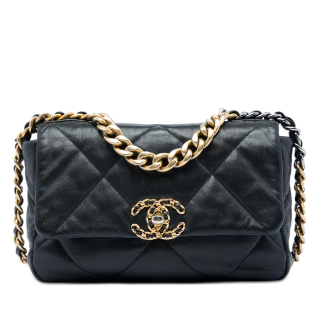Black Chanel Medium Lambskin 19 Flap Satchel in Black Lambskin from Designer Revival, photo 1 of 1
