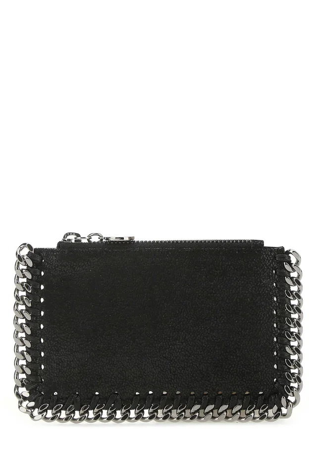 Stella McCartney Chain-Trimmed Shaggy Deer Wallet — Black F: Polyester in Black from HEWI