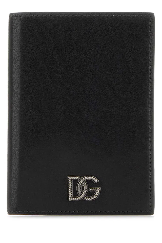 Dolce & Gabbana Leather Passport Wallet — Black Vitello in Black Leather from HEWI