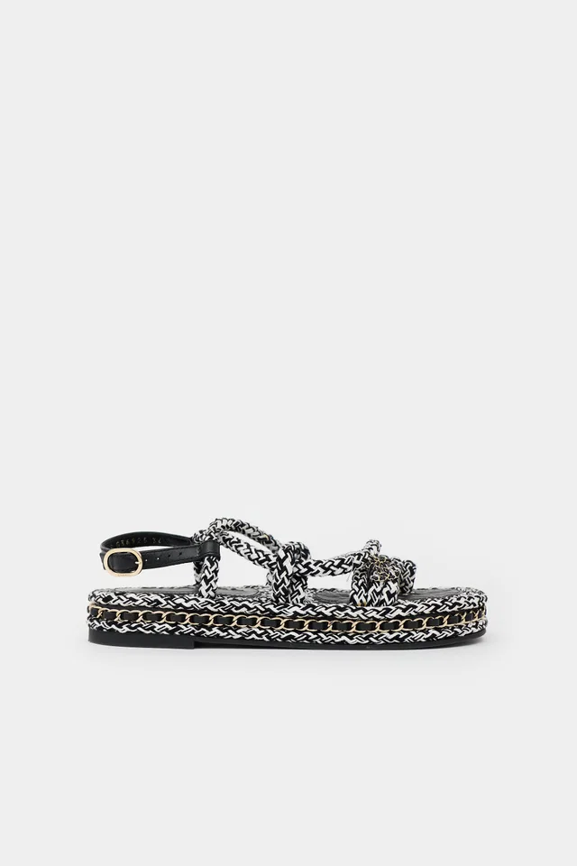 Chanel Braided CC Slingback Sandal in Woven leather from VSP Consignment