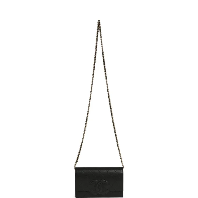 Chanel "Neo Filigree" Wallet on Chain WOC Black Grained Calfskin Gold Hardware in Black Caviar leather from Madison Avenue Couture, photo 7 of 9